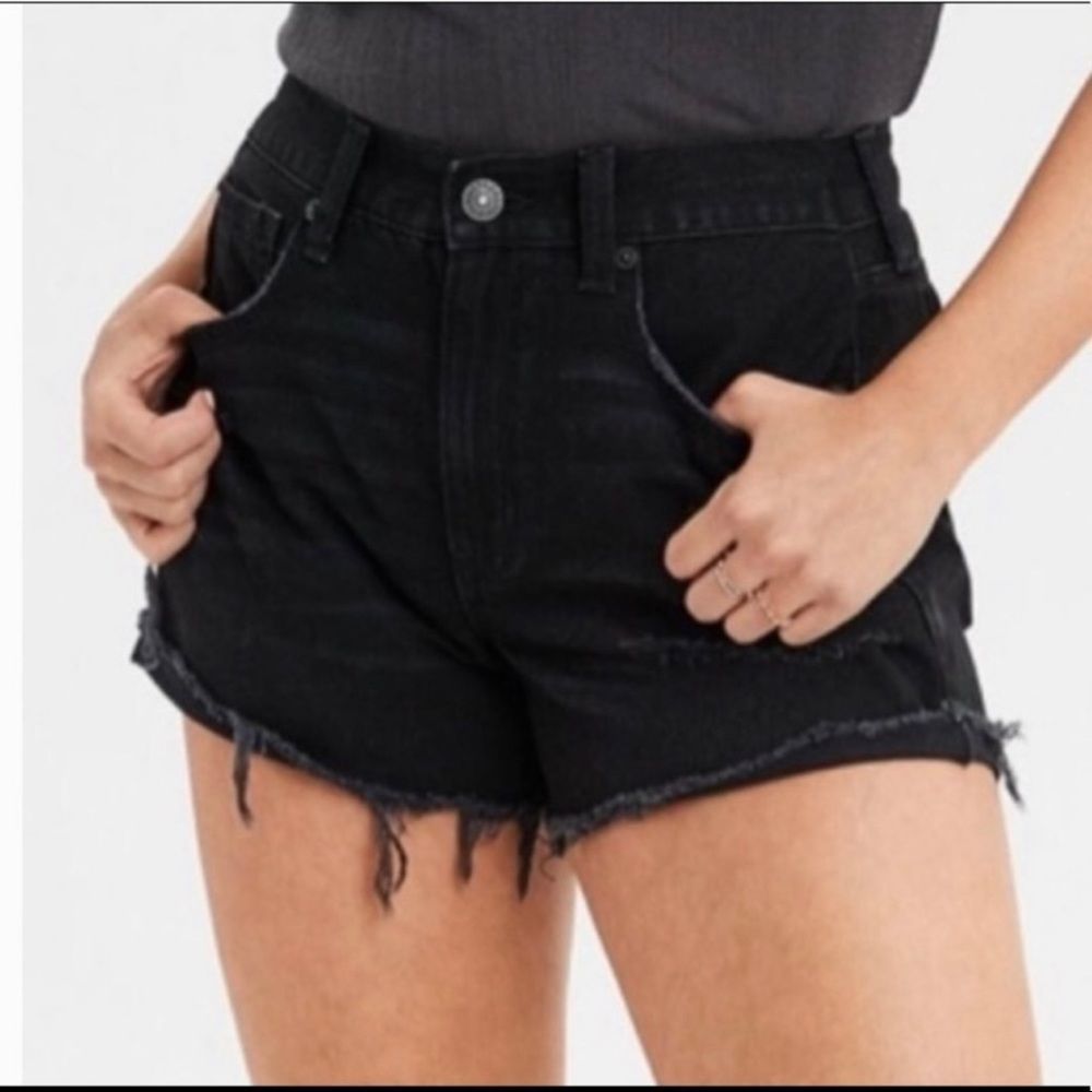 American Eagle Outfitters Hi Rise Festival Black Distressed Shorts